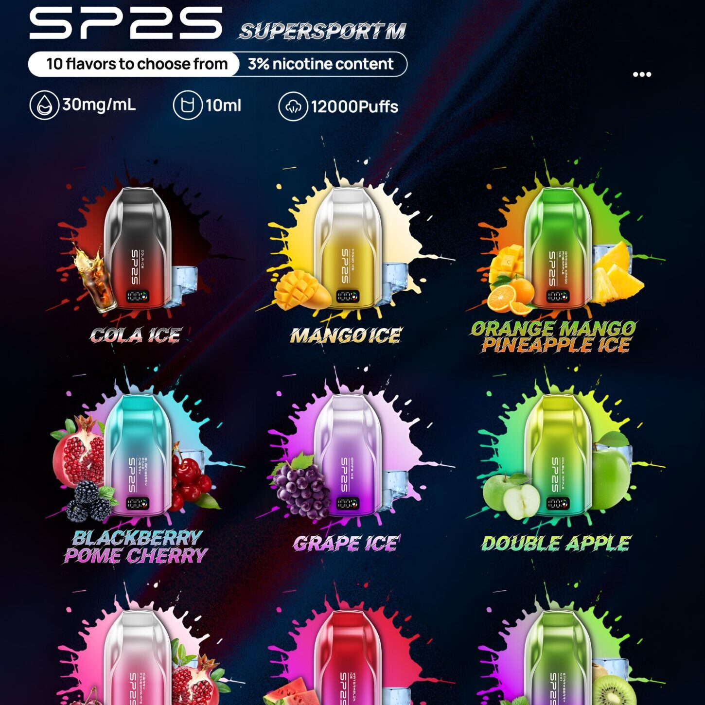 SP2S 9000 PUFFS | 3%尼古丁 | 拋棄式電子煙 | 澳洲版